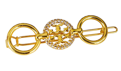 Auth Tory Burch Gold MILLER Pavè Hair Barrette Accessory Rtl  display picture 3