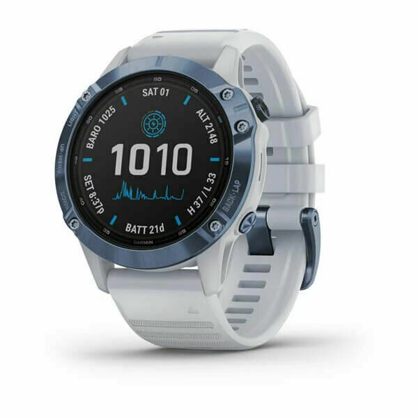 Garmin fēnix 6 Pro Solar Edition 47mm Case Mineral Blue, Band Whitestone  GPS Watch for sale online | eBay