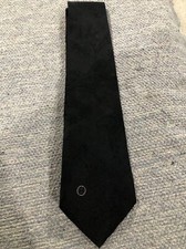 Vintage Halston Ill Necktie Made In USA Black And Paisley With Red Logo