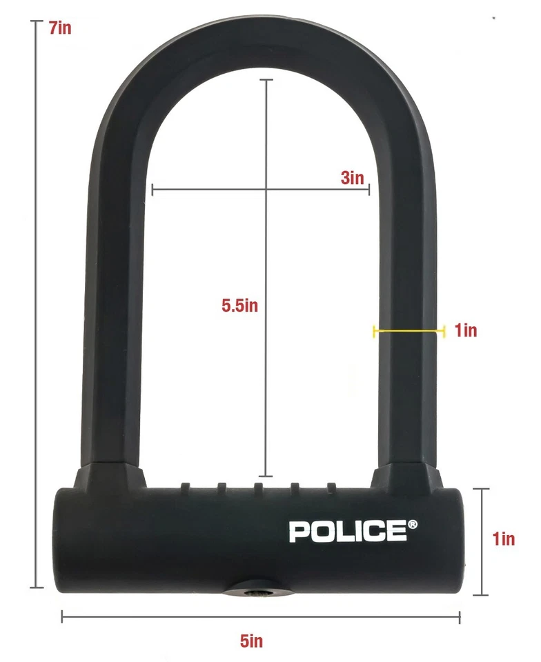 POLICE Bike U Lock With Cable Heavy Duty Bike Lock Scooter Lock with Keys  - Image 4 of 4