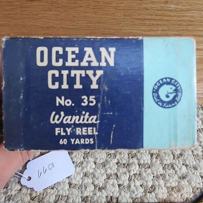 Ocean City Wanita 35 fly fishing reel box only (lot#6601)