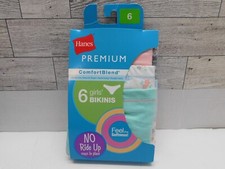 Hanes Premium Girl's 6 Pair Pack Bikinis Underwear Size 6