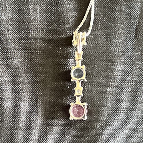 Cadena y Colgante Oro 10k Italia Diamante Topacio Rosa Azul Amarillo Joyería Fina - Imagen 4 de 17