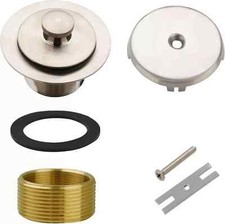 All Metal Tub Drain and Overflow Kit with Single Hole Overflow Faceplate, Unive