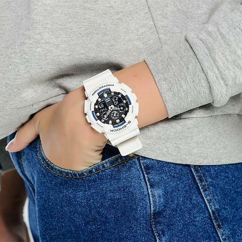 Casio G-Shock GA-100B-7A Matte White Resin Analog Digital Casio G-Shock GA-100B-7A Matte White Resin Analog Digital