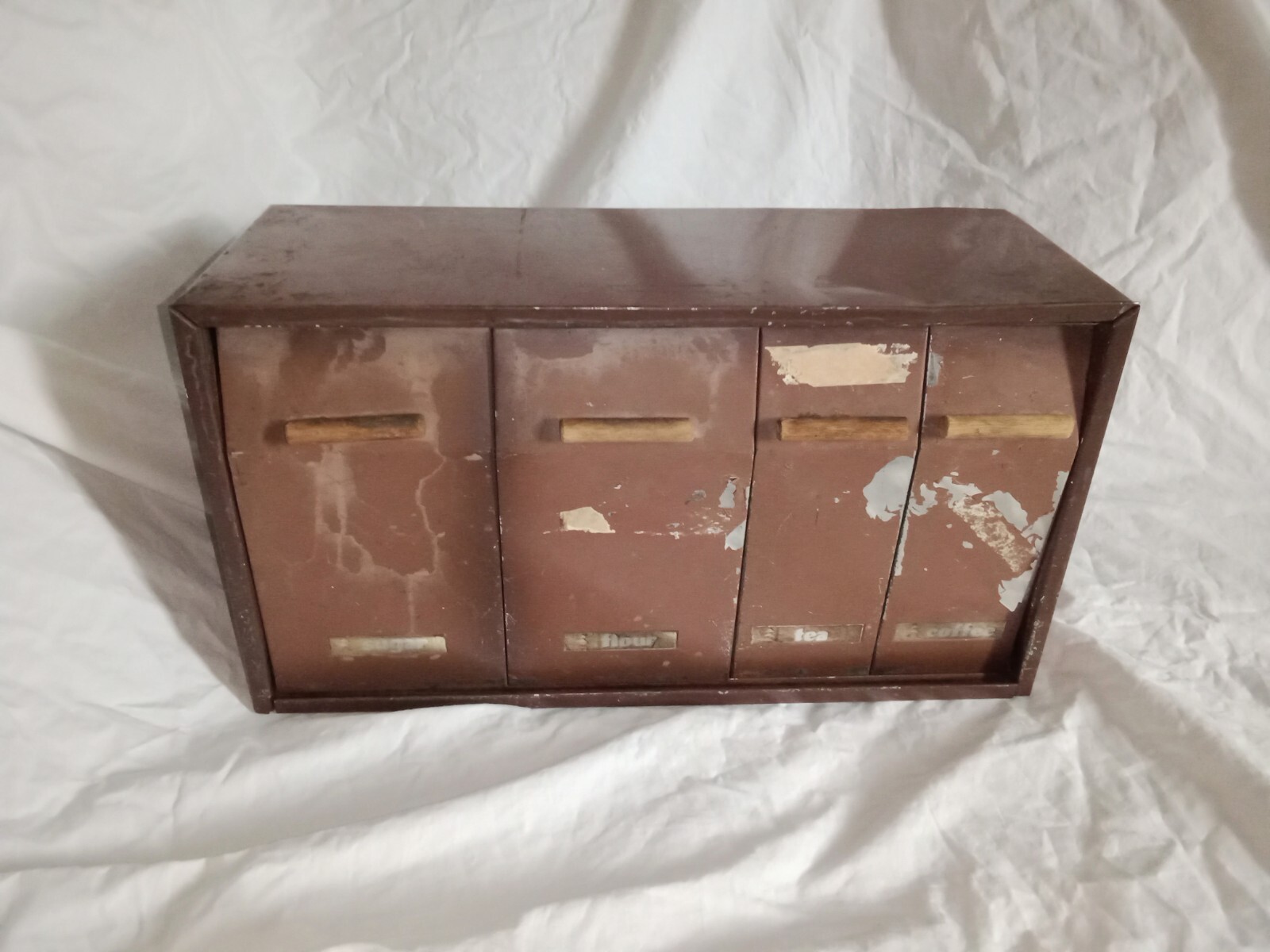 Mid Century Flour Sugar Coffee Tea Container Box Storage Metal Kreamer Ware USA