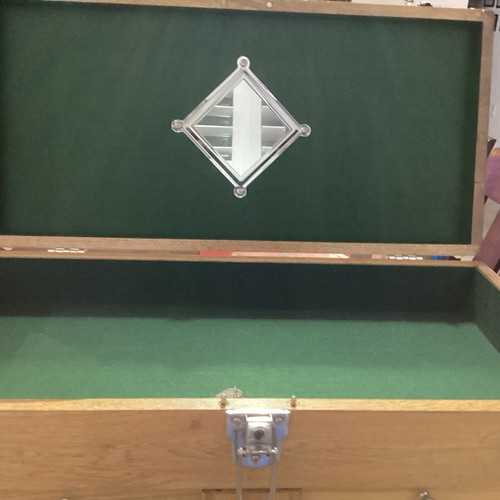 WOOD MACHINST TOOLBOX FELT LINED MIRROR W/Drawers Not Used - Picture 4 of 20