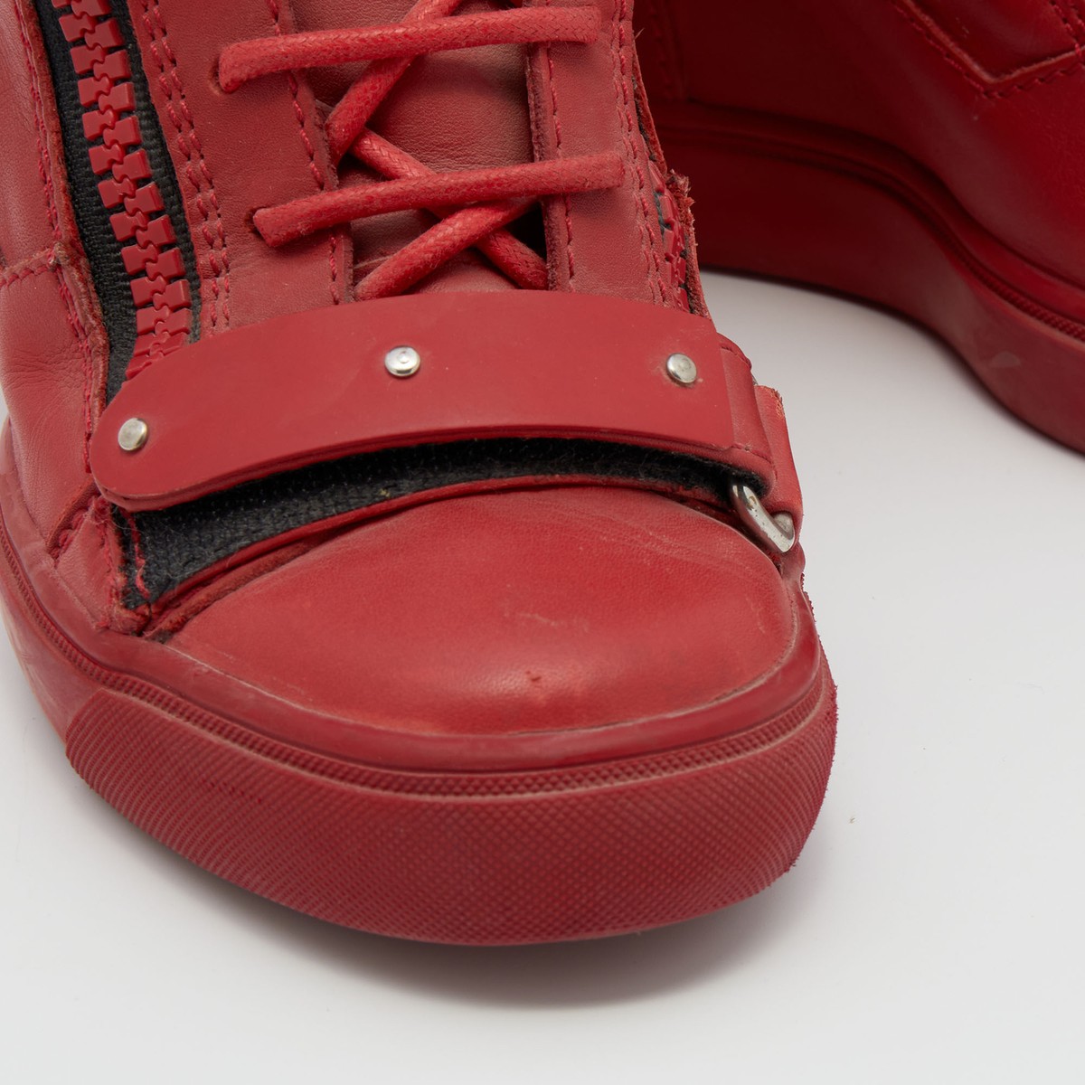 Giuseppe Zanotti Red Leather High Top Wedge Sneakers Size Giuseppe Zanotti Red Leather High Top Wedge Sneakers Size