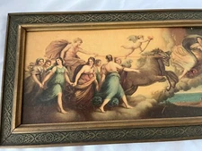 Antique 1920's Chromolithograph L'Aurora by Guido Reni Original Classic Frame