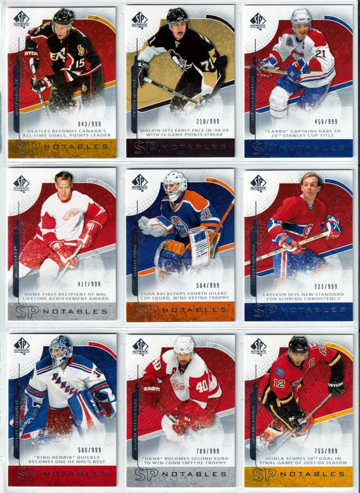 2008-09 SP Authentic SP NOTABLES COMPLETE SET xxx/999 (101 - 160) Missed #152 - Image 2 of 4