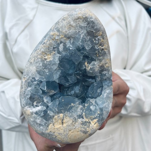 Cristallo celestite blu naturale 3,9 libbre Geode grotta esemplare minerale guarigione - Foto 2 di 5