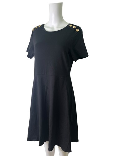 DOROTHY PERKINS Dress Size Medium 14 Black Gold Buttons Womens NEW EU42 RRP £22