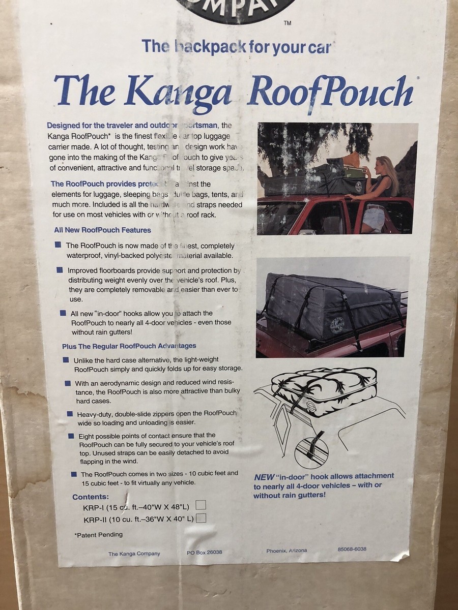 New KANGA RoofPouch 10 Cu Ft Cargo Luggage Waterproof Roof Pouch 