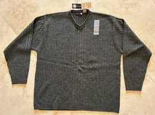 NEW w/TAGS-Men's Charcoal Gray Vneck Ribbed Acrylic Sweater X-Large Orig. 44 