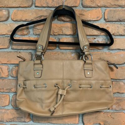 Wilsons Leather Women's Pebbled Leather Satchel Purse Bag Light Brown Medium