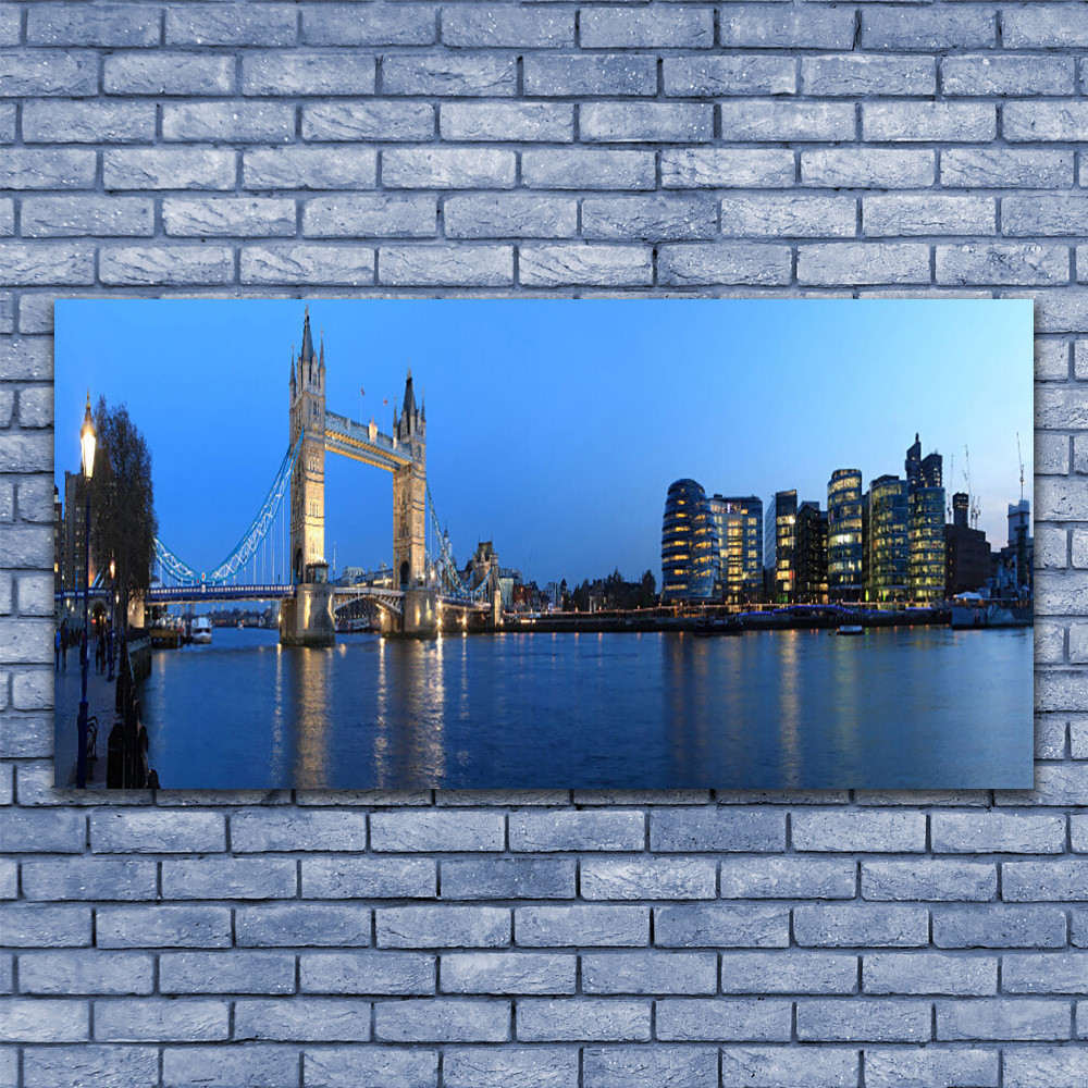Tableau impression 140x70 architecture de ville avec pont et mer azur