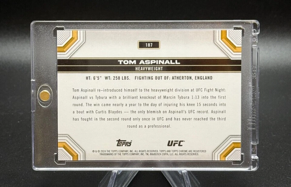Tom Aspinall 2024 Topps Chrome UFC Aqua Refractor #'d 042/199 SSP Card #187 - Image 2 of 4