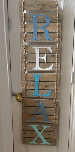 RELAX Beach Wood Sign Paradise Seaside Tropical Ocean Nautical Home Decor 42.5”