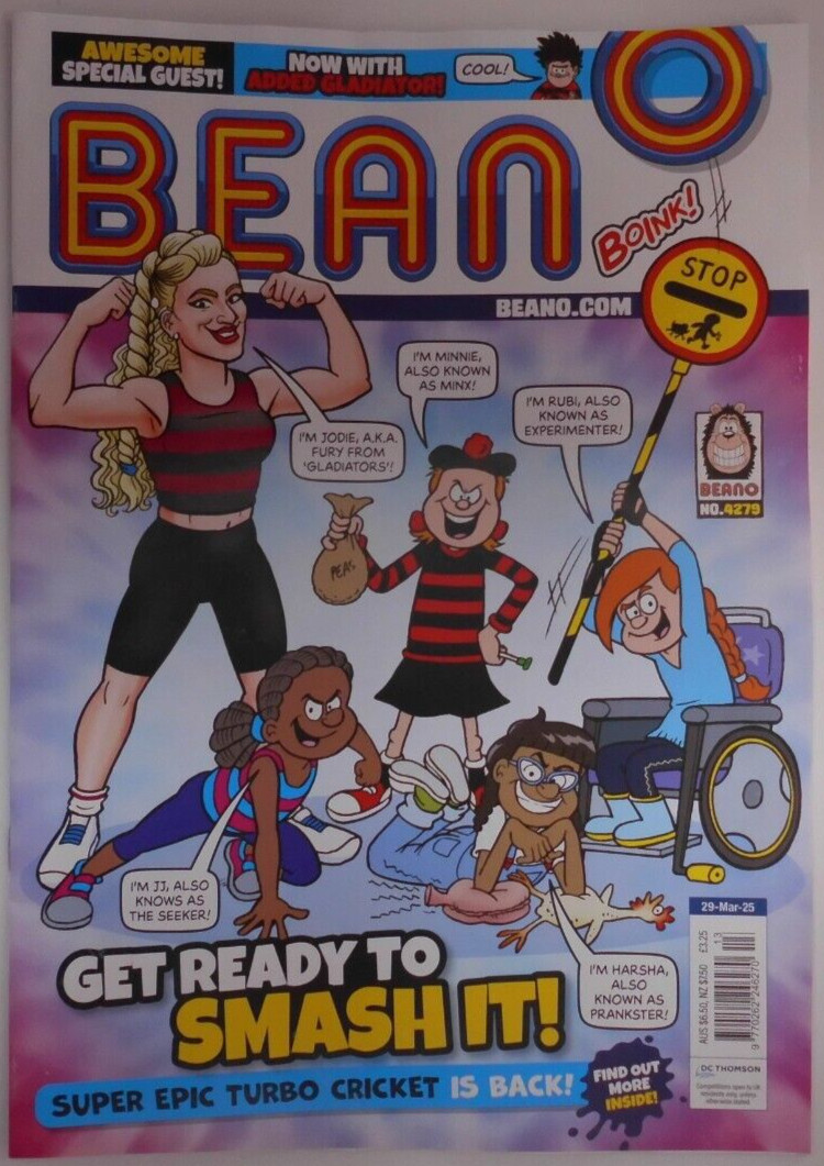 Beano magazine 29th March 2025 Get Ready to Smash it: Jodie aka Gladiators Fury