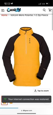 Volcom Polartec Half-Zip Pullover Fleece Jacket, Men's Small, Black Yellow New