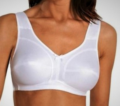 Naturana White Soft Cup Bra supportive Non-wired Extra Wide Straps unpadded86136
