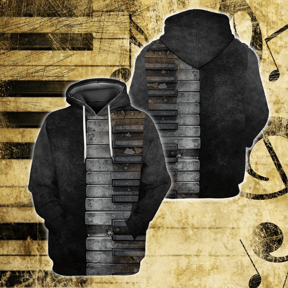 3D Piano Printed Hoodie Full Body Men And Women, winter fashion men and women