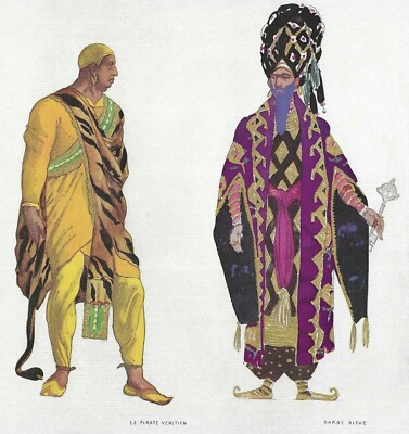 Leon Bakst Kostümbild Kunst Seitendruck Blaubart Venezianischer Pirat 20er Jahre