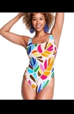 Tabitha Brown x Target Botanical Print Swimsuit One Piece Tankini Rainbow Palm L