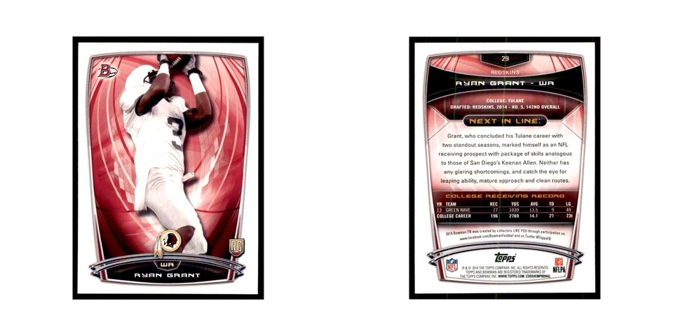 2014 Bowman Ryan Grant RC Football Cards #29 - Image 3 of 3