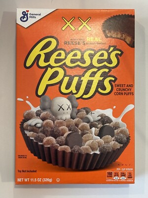 Genera Mills Reese s Puffs X KAWS Cereal Limited Edition Collectors Item 11.5 OZ