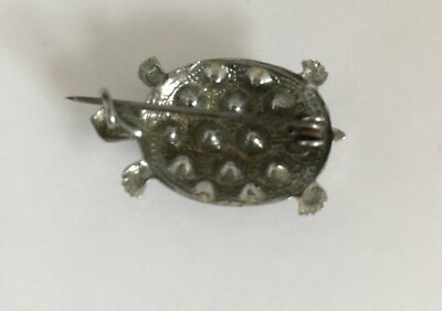 Broche Vintage Tortue - Argent Sterling, Nacre, Marcassites & Oxydes, Décor Blanc Nacré - Occasion Bel État