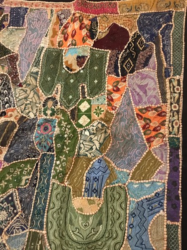 Vintage Tapestry Hand Embroidered Bohemian Patchwork Wall Hanging 96x77 - Picture 4 of 12