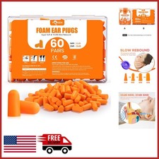 Large Capacity 60 Pairs Foam Earplugs for Sleeping and Concerts Noise Reduction