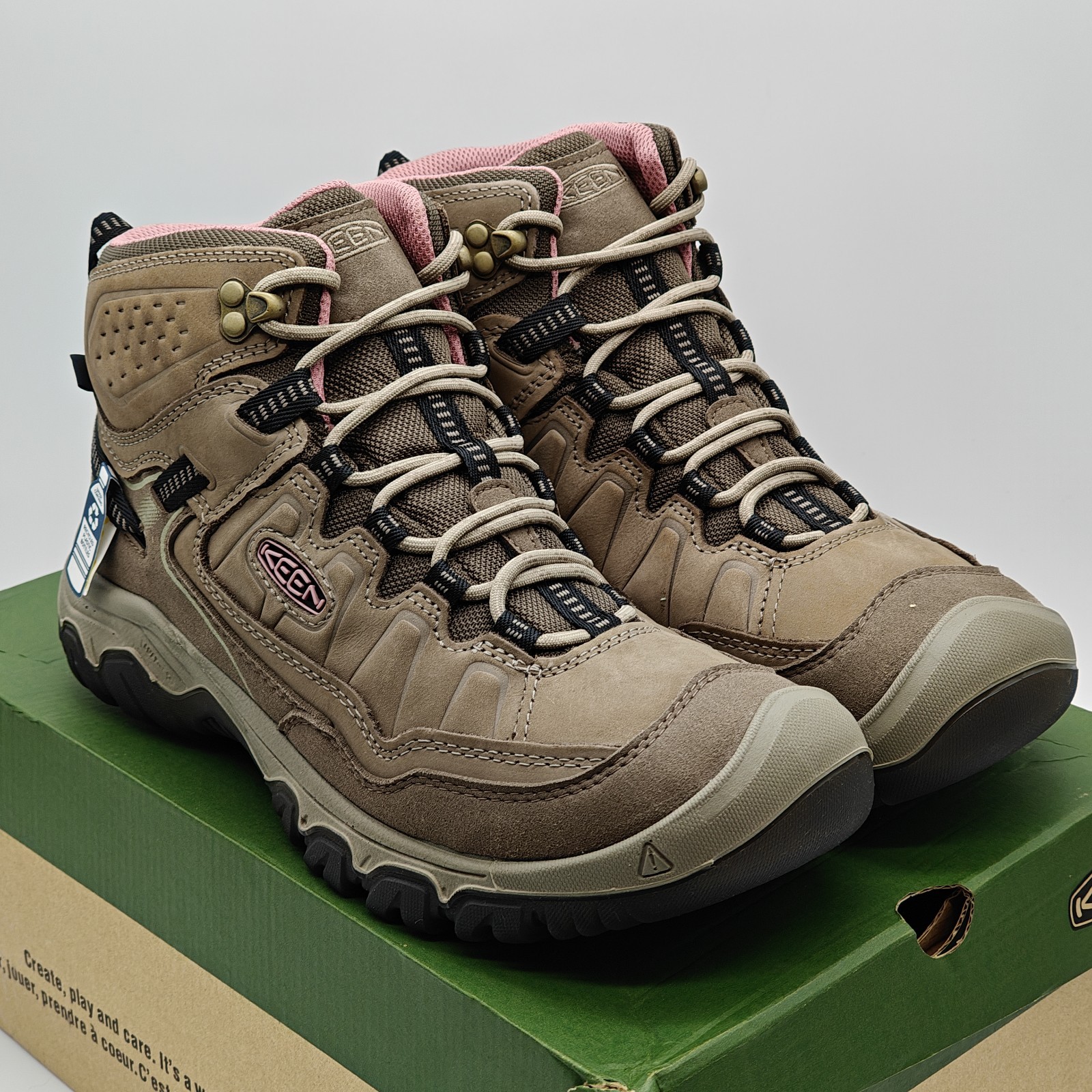 KEEN Targhee IV Mid Waterproof Hiking Boots Women’s 10.5 Brindle Rose New