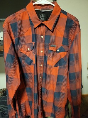 Wrangler ATG All Terrain Gear Plaid Button-Up Long Sleeve Pockets XLT Red/Black