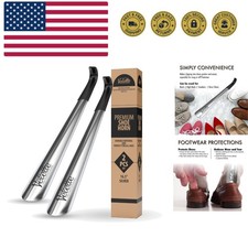 Long Shoe Horn for Seniors - 2 Pack 16.5" Metal Shoe Horn Long Handle for Sen...