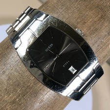 Guess Women G85494G Dress Black Dial Date Steel Tonneau Quartz 31mm Watch 7"