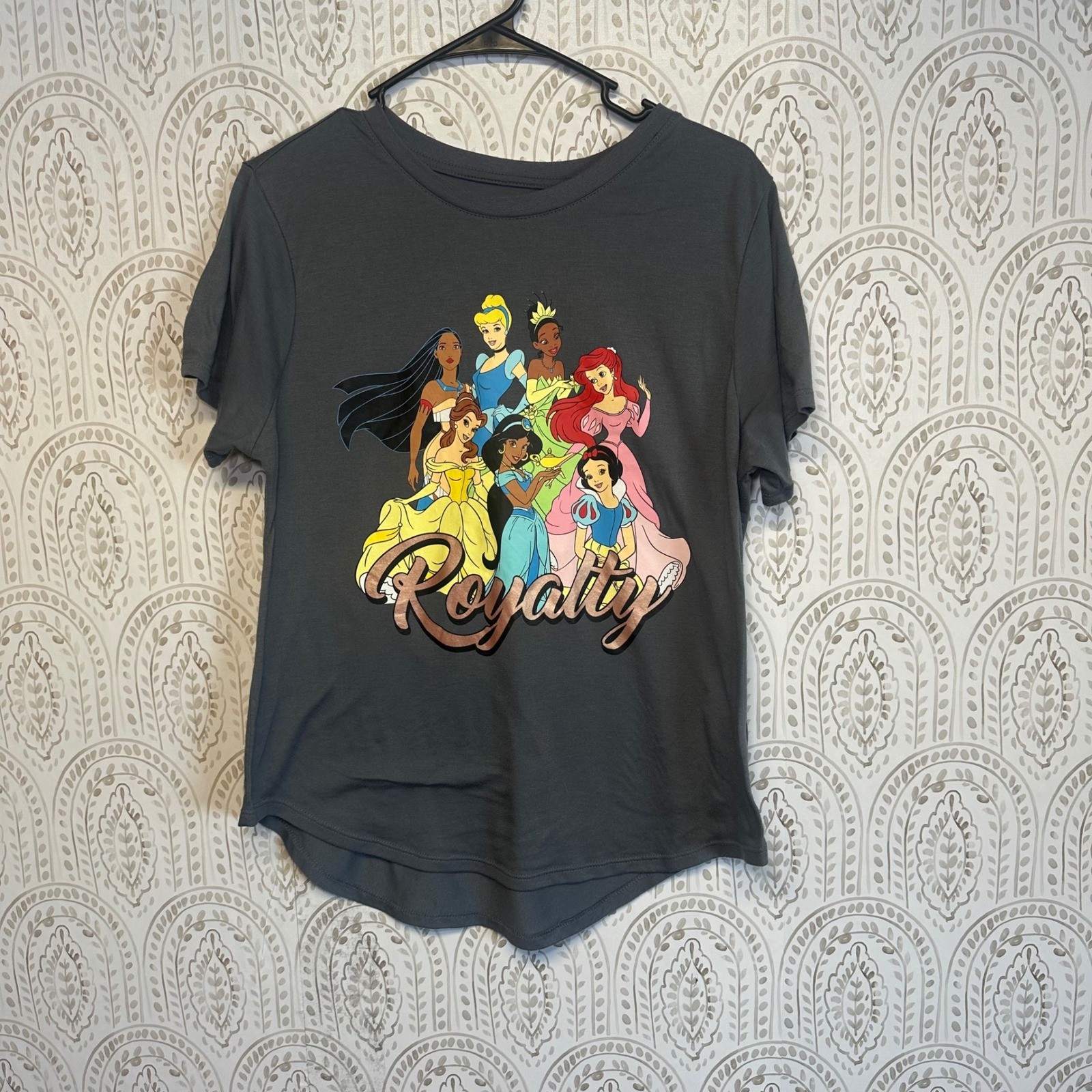 Camiseta para mujer Disney Princess Royalty gráfica XXL gris carbón manga corta