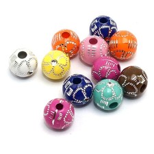 200 Mixed Colour Sparkling Silver Flower Pattern Acrylic Round Beads 8mm