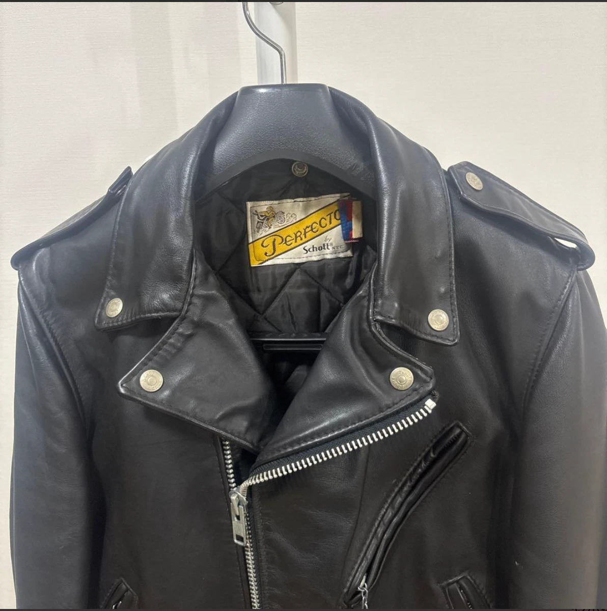 Chaqueta Doble Rider Schott Perfecto 618 Negra Hecha en EE. UU. Talla 36