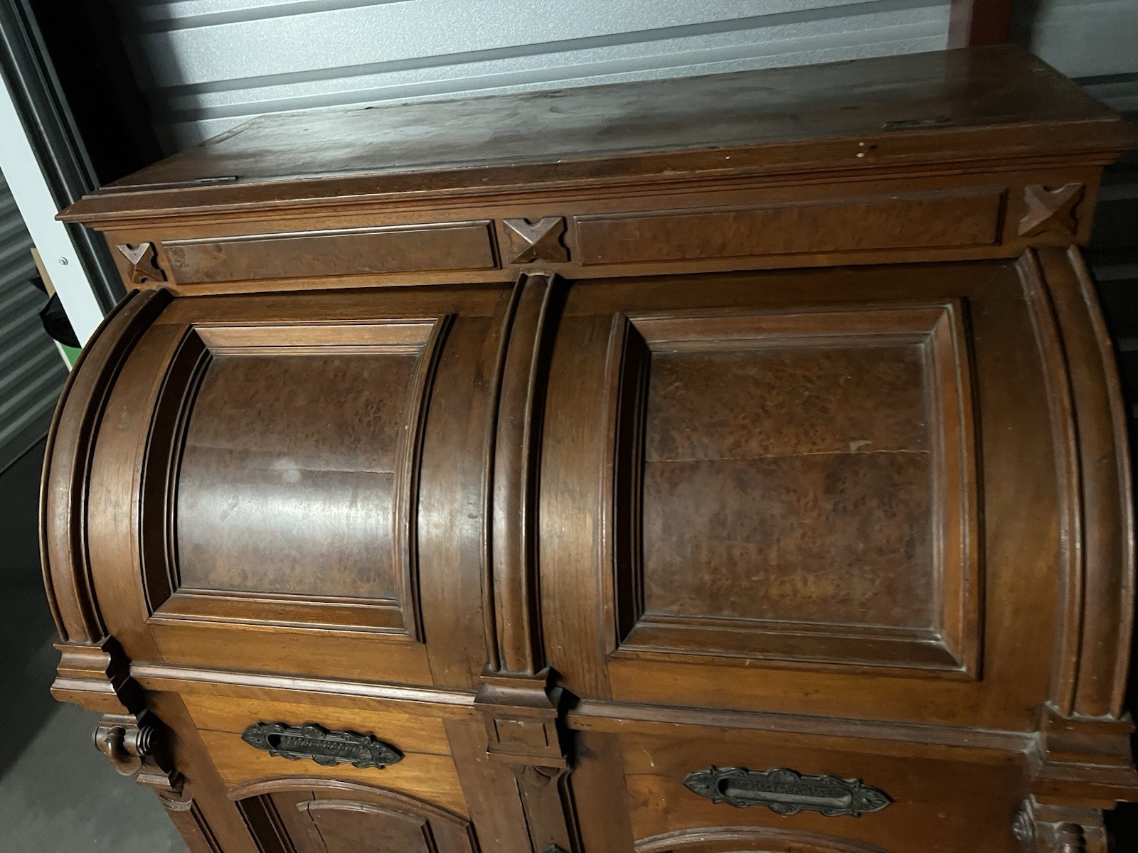 Antique 19th C. WOOTON DESK - STANDARD GRADE BURL WALNUT PATENT PAT