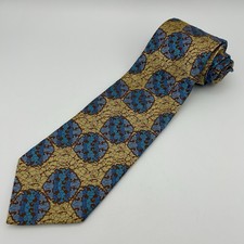 Vintage Wemlon By Wembley Tie Polyester Men's Wide 1970  s 53  x 4-1/4  Blue Gold