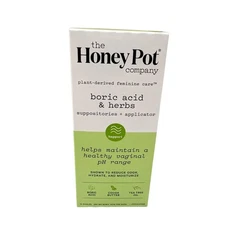 The Honey Pot Company Boric Acid & Herbs Suppositories & Applicator. 14 Ovules.