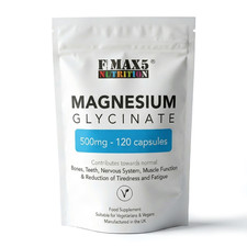 Magnesium Glycinate - 120 High Strength 500Mg Capsules - Fatigue, Bone Health 0.17 per thousand milligrams