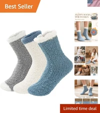 Chic Crew Length Women's Fuzzy Socks - 3-8 Pairs Perfect for Christmas Cheer