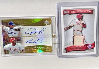 Ryan Howard 2005 UD Reflections Autograph 2010 Topps GU Bat Relic Phillies