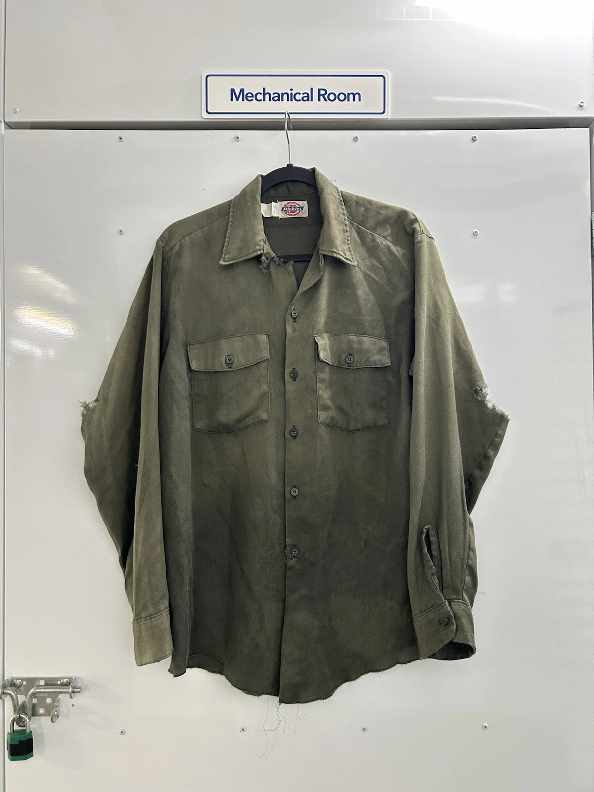 VTG 80s Faded Thrash Dickies Shirt - Green - Size - Large