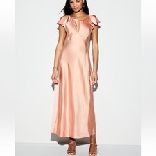 Old Navy The Occasion Elegant Formal Flutter Sleeve Maxi Dress Melon NWT M