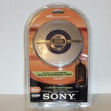 Sony D-FJ200 CD Player Discman Walkman Silver Radio FM/AM/TV Tuner New Sealed