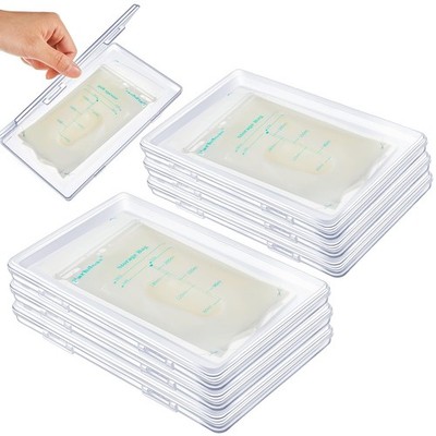 Hushee 12 Pcs Clear Flat Breast Milk Freezer Storage Organizer Space Saving B...